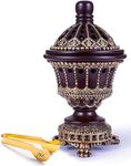AM Charcoal Incense Burner - Bakhoor Burner, Frankincense Resin Burner - for Office & Home Decor | Luxury Chalice (Brown)