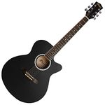 TIGER ACG1-BK-SM Acoustic Steel String Guitar - Matte Charcoal Black - Full Size Small Body Parlour Guitar for Ages 12+