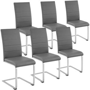 TecTake® Lot de 6 Chaises de Salle à Manger Moderne Chaise Ergonomique Rembourrée Confortable Chaise Design en Cuir synthétique Meuble Salon avec Pieds en Acier pour Salon, Coiffeuse, Chambre