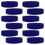 Kenz Laurenz 12 Sweatbands Cotton Sports Headbands Terry Cloth Moisture Wicking Athletic Basketball Headband (12 Pack) (Blue 12 Pack)