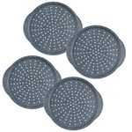 Russell Hobbs COMBO-6242 Set of 4 Pizza Pans – 37 cm Non-Stick Carbon Steel Baking Tray, PFOA-Free, Perforated Round Crisper with Holes, Durable Kitchen Bakeware, Nightfall Stone, Blue Marble