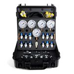 Hydraulic Pressure Test Kit，600bar /8700psi / 60mpa 5 Gauges 13 Test Couplings 14 Tee Connectors 5 Test Hoses, Hydraulic Gauge Kit Sturdy Carrying Case for Excavator Construction Machinery Ships Mine