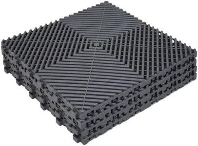 Tcatec 20 Pack Industrial Interlocking Floor Tile PVC Garage Floor Mats 40 x 40 cm Modular Interlocking Cushion Workshop Drainage Mat for Garage, Outdoor, Wet Area