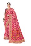 Monjolika Fashion Women's Banarasi Silk Saree With Blouse Piece. (Rani Pink-3804)