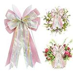 Large Easter Pink Burlap Bow with B