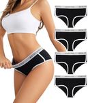 Avidlove Black Underwear for Women Sexy Cotton Panties Pack of 4 Stretch Briefs Cheeky Hipster