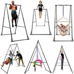 KHANH TRINH Foldable Pull Up Bar Stable Gymnastics Equipment Portable Aerial Yoga Stand Durable Frame For Hammock Chair, Therapy Sensory Swing. Adjustable Back Stretcher For Lower Back Pain Relief