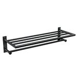 Moen Y5794BL Arlys 24-Inch Wide Modern Bathroom Hotel-Style Storage Shelf with -Towel Bar, Matte Black