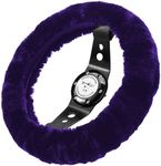 Andalus Brands Australian Sheepskin Steering Wheel Cover, Anti-Slip Universal 15 Inch Fuzzy Steering Wheel Cover Offers a Plush Velvet-Like Touch, Eco-Friendly Fluffy Steering Wheel Cover(Dark Purple)