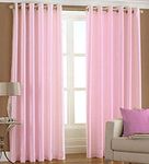 WEBICOR Long Crush Semi Transparent Curtains for Bedroom | Polyester Curtains for Living Room and Office, Baby Pink, Door-7 Feet-1 pcs.