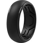 ThunderFit Silicone Rings for Men - 1 Ring Breathable Edition Step Edge Rubber Engagement Bands - 8.4mm Width (1 Ring - Black, 10.5-11 (20.6mm))