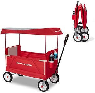 Radio Flyer 3 in 1 Off-Road EZ Fold Wagon with Canopy, Red Folding Wagon