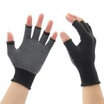 KkaFFe Fingerless Gloves, Men and Women Half-Finger Slip Breathable Lightweight Work Gloves for Construction Nylon Fitness Cycling Motorcycle Gloves (5 Half Finger)