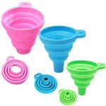 KINDOYO Set of 3 Foldable Funnel - Soft Silicone Gel Funnel Collapsible Funnel Cooking Kitchen Accessories Gadgets (Blue + Green + Pink)