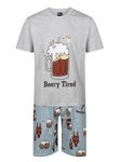 Ex UK Store Mens Short Pyjamas Novelty Funny Beer Theme Night Lounge Sleep PJ Sets M to XXL (Beery Tired M)