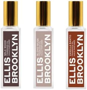 Ellis Brooklyn VANILLA SANTO, Milk Wood and Blond Musk Perfume Oil Roll-On Trio Bundle for Women – Travel-Friendly Rollerball, 15ml