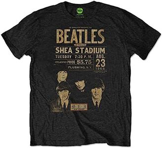 The Beatles Camiseta Live Shea Stadium 1966 Póster oficial Eco para hombre, color negro