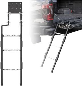 Foldable Tailgate Ladder for Pickup Trucks, Heavy Duty Rear Ladder Anti-Slip Steps, Adjustable Height Universal Fit Truck Accessories for Ram Ford Chevy GMC Rustproof Easy Installation