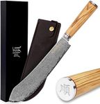 YOUSUNLONG Breaking Knife Bull Nose Pro Butcher Knife 10 Inch Japanese Damascus Steel Italian Olive Wood Handle with Leather Sheath