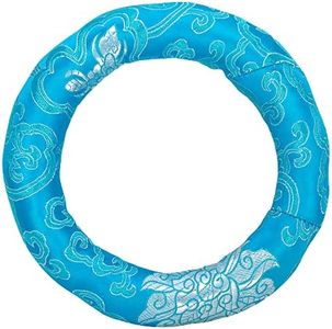 Silk Brocade Cushion Pillow for Tibetan Singing Bowl Handmade in Nepal Round Cushion for Sound Bowls (6 Inches, Sky Blue)