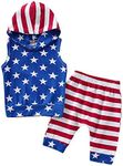 Toddler Kids Baby Boy 4th of July Shorts Outfits Sleeveless Stars Top+ Stripe Shorts Summer Clothes Set (4th of July Shorts Set, 12-18 Months)