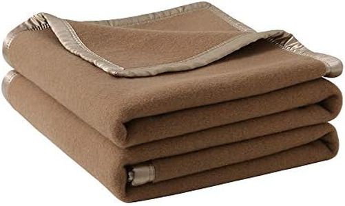 100% Pure Wool Blanket,500GSM Heavyweight Blanket,Single Wool Blanket Twin Size,Wool Blanket Camping,Twin Wool Blankets for The Bed, Wool Outdoor Blanket,Winter(Dark Camel,150x200cm)