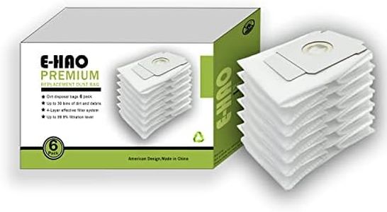 E-HAO 6 Pack Upgraded Vacuum Bags Compatible for iRobot Roomba - i&s&j Series Clean Base Automatic Dirt Disposal, Replacement Bags for Roomba i1+/i2+/i3+/i4+/i5+/i6+/i7+/i8+/j6+/j7+/j8+/s9+ Models