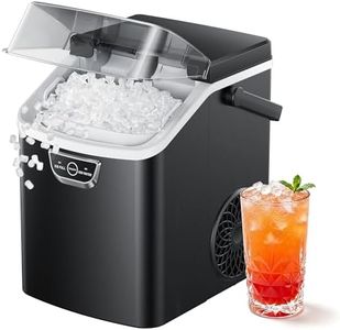 ICYGLEE Nugget Ice Maker Countertop with Handle, Ready in 4 Mins, Max 40lbs/24H, Chewable Ice, Self-Cleaning, Portable Sonic Ice Maker with Basket and Scoop, for Home/Party/RV/Camping (Black)