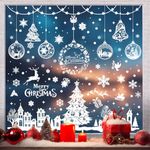 Bantie 244PCS Christmas Window Stickers, Double Sided Christmas Window Decorations Stickers, PVC Reusable Snowflake Window Clings White for Xmas Window Decorations(Snowdreams).