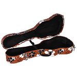 Kadence Ukulele Hard Case, Concert Ukulele Case, 23 Inch/24 Inch Brown Floral Design Leather Bulge Surface with Plush Interior Wooden Case Black