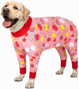 AOFITEE Dog Recovery Suit After Surgery Dog Onesie, Dog Surgical Recovery Shirt for Abdominal Wounds, Fruits Printed Dog Pajamas Bodysuit for Medium Large Dog Cone Alternative, Full Body for Shedding