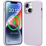 Mkeke Magnetic for iPhone 14 Plus Case [Compatible with MagSafe] Liquid Silicone Military Grade Shockproof Protective Phone Cover with Soft Microfiber Lining for Apple iPhone 14 Plus, Light Purple