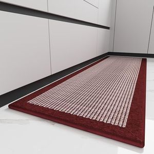 PADOOR Kitchen Mats for Floor, Non Slip Washable, Rubber Backed Christmas Runner Super Absorbent Xmas Floor Mat Sink Rug, 20'x47' Red