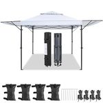 Yaheetech 3x5M Pop-up Gazebo with Double Awnings, Height Adjustable Canopy Tent, Outdoor One-handed Setup Instant Shelter with Rolling Storage Bag, 4 Sandbags & 8 Ground Stakes, White