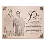 Incredible Gifts India 50th Wedding Anniversary Personalized Engraved Wooden Photo Frame (12x9 inches), Wall Mount Rectangular