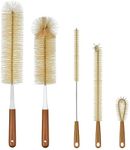 ALINK 5-Pack Bottle Brush Cleaner - Long Bamboo Handle Water Bottle Straw Cleaning Brush for Washing Narrow Neck Beer Wine Decanter, Baby/Sports Bottle, Kombucha,Thermos, Contigo