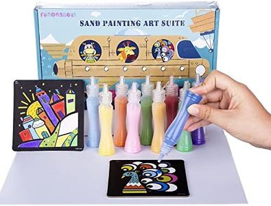 Berry President 10 Confezioni di Carte da Pittura con Sabbia Art Kids Coloring Kit Fai da Te con 10 Bottiglie di Sabbia Colorata per Bambini