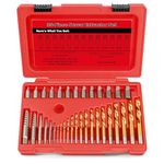 35-Pieces Screw Extractor Set, 37# Cr-Mo & 6542# Left Hand Reverse Drill Bit, Easy Out Multi-Spline Allen Screw Removal Kit for Ez Speed Out Stripped, Broken, Damaged, Rounded Bolt Head Tool