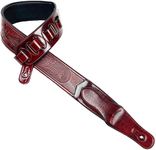 Walker & Williams LIC-14 Mahogany Padded Guitar Strap with Embossed Christian Tooling and Cross