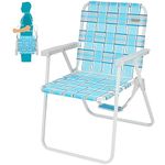 #WEJOY Folding Webbed Lawn Beach Chair,High Back Seat Backpack Portable Chairs for Adult with Hard Arm,Carry Strap for Outdoor Camping Garden Concert Festival Picnic BBQ