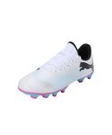 Puma Unisex-Kid Future 7 Play FG/AG Jr White-Black-Poison Pink Football Shoe - 12 UK (10773401)