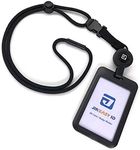 Jineasy ID Hard Plastic Slide Open Id Card Holder with Heavy Duty Breakaway Lanyard and Retractable Badge Reel (Black) Black