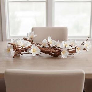 Modern Farmhouse Dining Table Centerpiece, Magnolia Driftwood