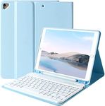 MORECOO for iPad 9th Generation Case with Keyboard, Wireless Keyboard with Pencil Holder for 10.2 inch iPad 8th / 7th /iPad Pro 10.5 inch 2017/ iPad Air 3rd Gen (Light Blue)