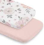 Sweet Jojo Designs Pink Boho Floral Girl Baby Bassinet Sheets Fitted Sheet Set Infant Newborn Nursery Oval Rectangle Hourglass Mattress 2p Solid Color Bohemian Farmhouse Shabby Chic Watercolor Flower