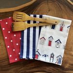 Oak & Lily Set of 3 Kitchen Napkins | Dish Towels | 100% Cotton | Premium European Quality | Washable, Large Size (40 * 60cm) Kitchen Cloth for Roti, Cleaning, Drying, Wiping | Red, White & Blue