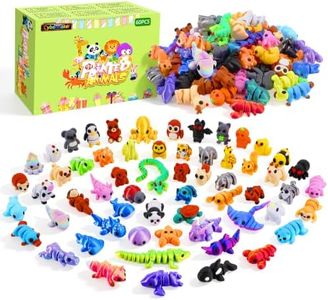 Cybermaker 60PCS Mini 3D Printed Animals, Articulated Fidget Toys for Kids