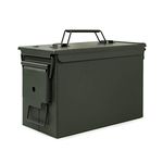 GUGULUZA Metal Ammo Can .50 Cal, Lockable Ammo Storage Case, Military Waterproof & Airtight Ammo Containers Box for Shotgun, Rifles, Pistols (A-Green-50 Cal)