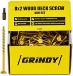 #10 x 3 Wood Screws by Grindy – DIY Deck Screws for Cabinet, Furniture & Other Projects – 1500H Golden Ruspert Treatment – for Indoor & Outdoor Use