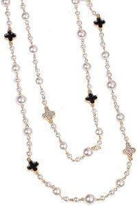 Fashion Designer Imitation Pearl Necklace White layered Long Pearl Necklaces for Women Vintage Jewelry for Party, Pearl